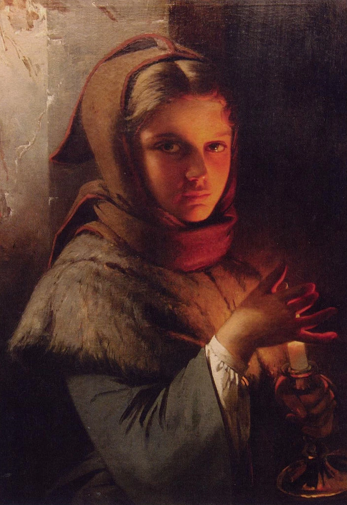 Julie Wilhelmine Hagen - Schwarz, Ritratto di ragazza con candela